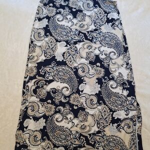 J.Jill Wearever Paisley Maxi Dress Large Side Slit Stretch Knit